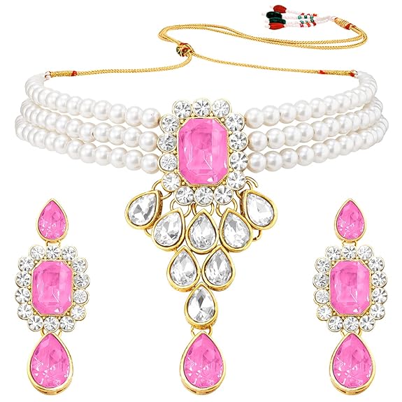 LukGud Crystal Faux Pearl Jewelry Gift Set for Women
