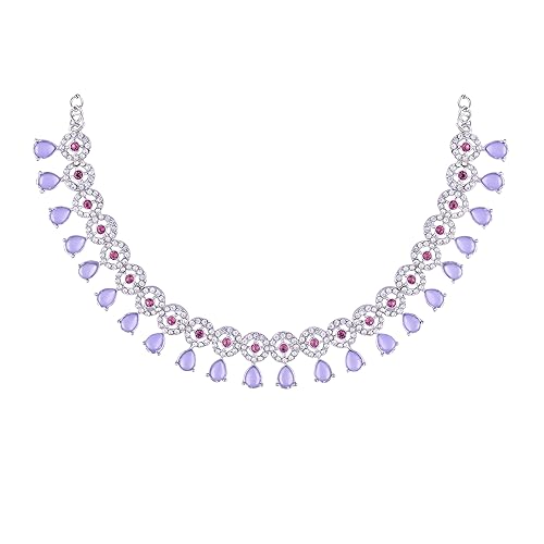 LuKGud American Diamond Necklace Jewellery Set with Earrings for Women