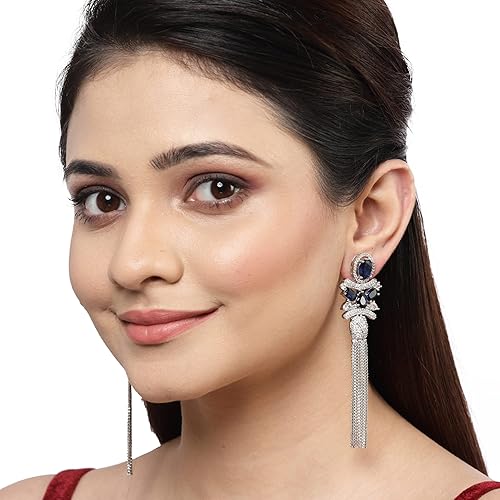 LuKgud Silver Toned Drop Earrings For Women and Girls