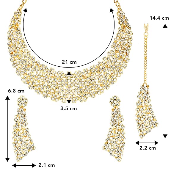 LukGud Gold-plated Brass and Cubic Zirconia Necklace Earrings Set for Women & Girls