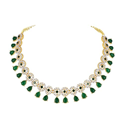 LukGud American Diamond Necklace Jewellery Set with Earrings for Women |