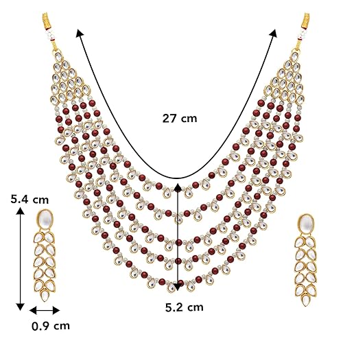 LukGud Faux Pearl Kundan Layered Necklace & Jewelry Set Gift for Women
