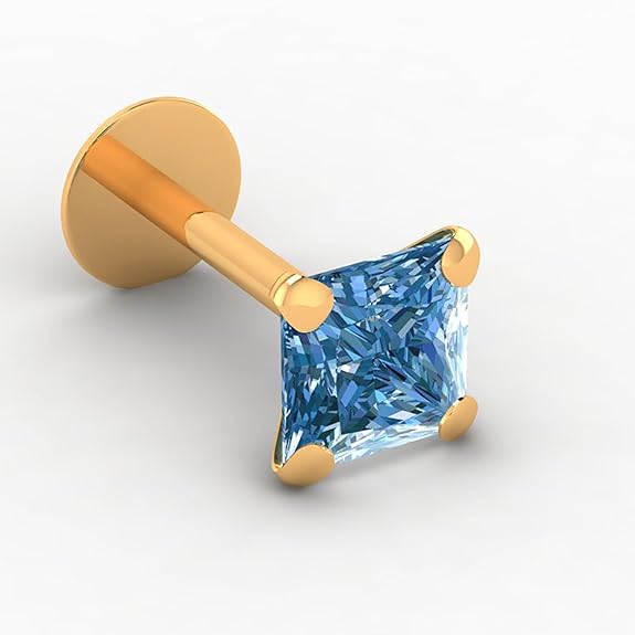 LukGud Yellow Gold Nose Pin Stud | Diamond Piercing Nose Stud For Women and Girls