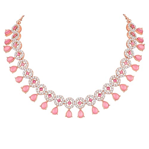 LukGud American Diamond Necklace Jewellery Set with Earrings for Women |