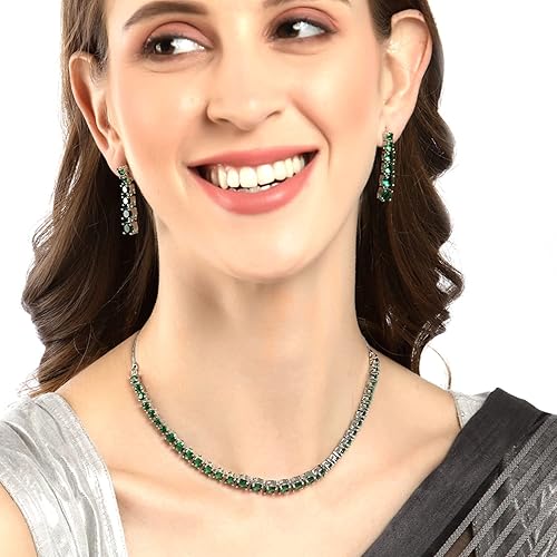 LukGud Gold Plated Handcrafted Circle Necklace Set for Women & Girls