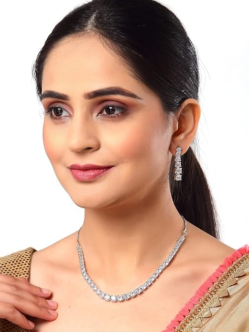 LukGud Gold Plated Handcrafted Circle Necklace Set for Women & Girls