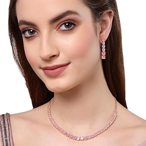 LukGud Gold Plated Handcrafted Circle Necklace Set for Women & Girls