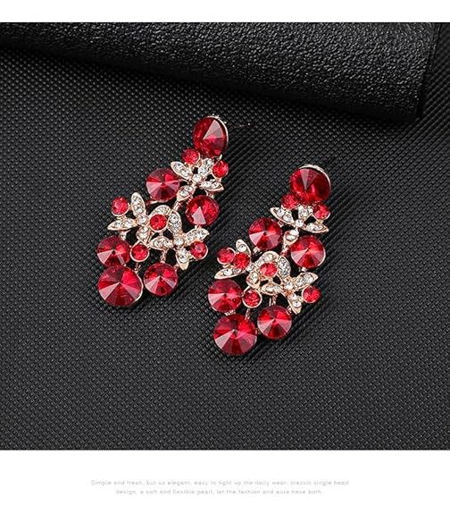 LukGud Stylish Design Fancy Wedding Party Crystal Diamonds Necklace Jewellery Set for Women