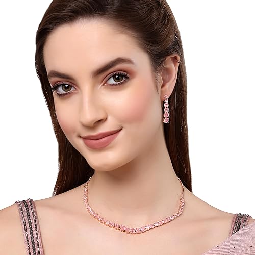 LukGud Gold Plated Handcrafted Circle Necklace Set for Women & Girls