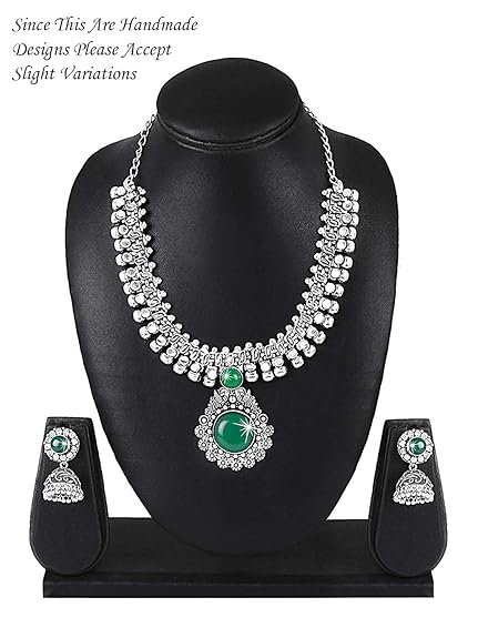 LukGud Kolhapuri Stone Choker Necklace Set with Jhumka Earrings for Women and Girls
