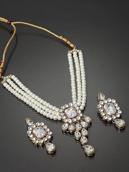 LukGud Crystal Faux Pearl Jewelry Gift Set for Women
