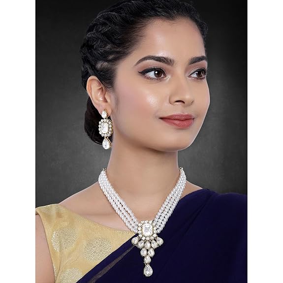 LukGud Crystal Faux Pearl Jewelry Gift Set for Women