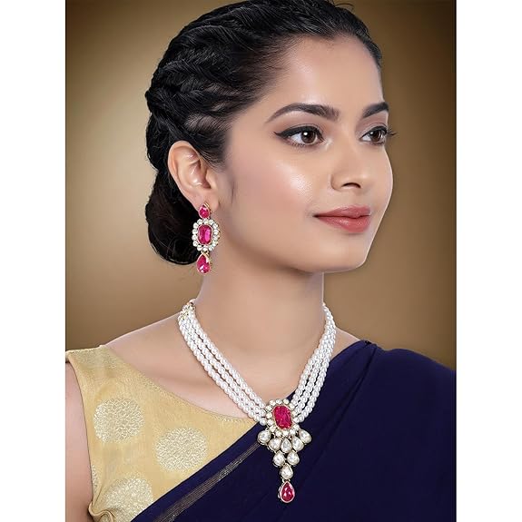 LukGud Crystal Faux Pearl Jewelry Gift Set for Women