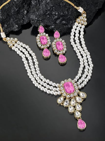 LukGud Crystal Faux Pearl Jewelry Gift Set for Women