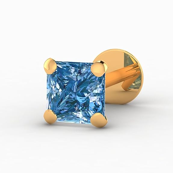 LukGud Yellow Gold Nose Pin Stud | Diamond Piercing Nose Stud For Women and Girls