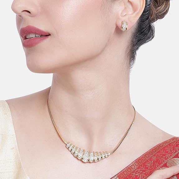 LukGud Gold Plated Austrian Crystals Necklace Set for Women
