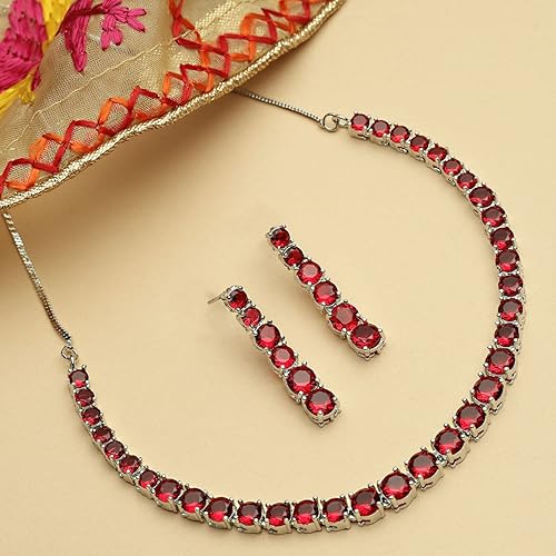 LukGud Gold Plated Handcrafted Circle Necklace Set for Women & Girls