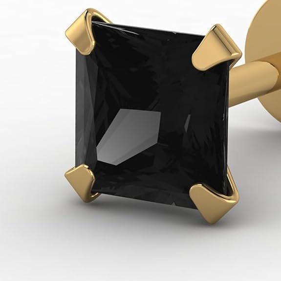 LukGud Yellow Gold Nose Pin Stud | Diamond Piercing Nose Stud For Women and Girls