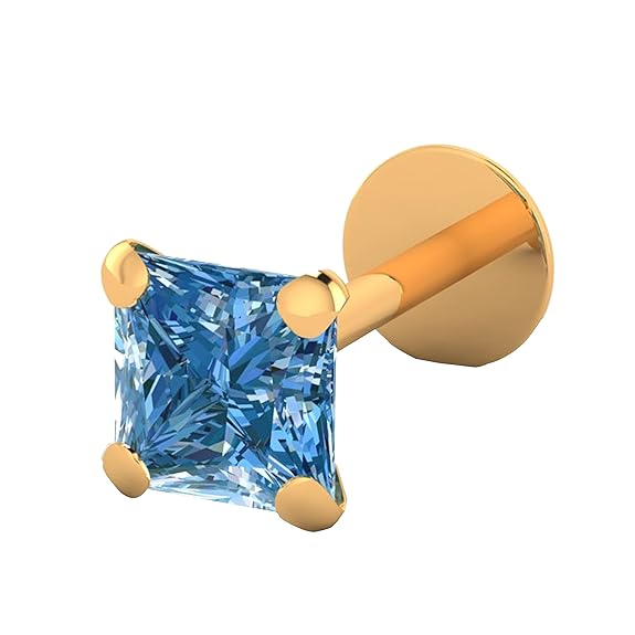 LukGud Yellow Gold Nose Pin Stud | Diamond Piercing Nose Stud For Women and Girls