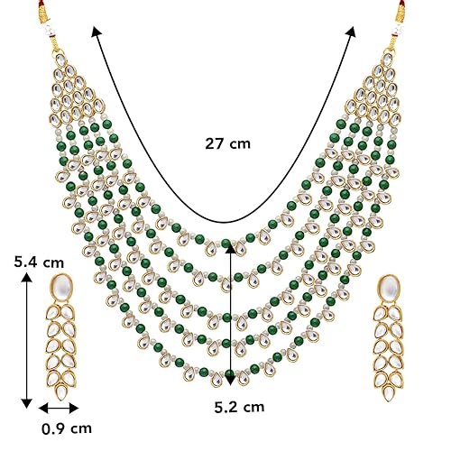LukGud Faux Pearl Kundan Layered Necklace & Jewelry Set Gift for Women