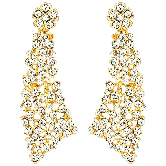 LukGud Gold-plated Brass and Cubic Zirconia Necklace Earrings Set for Women & Girls