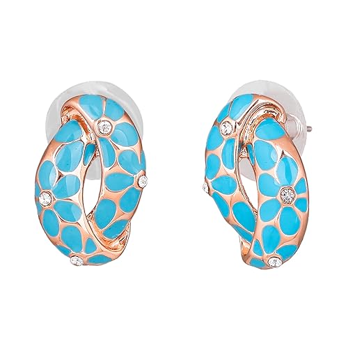 LukGud 24 Kt Gold Plated Earrings With Green Coloured Flower Print For Women