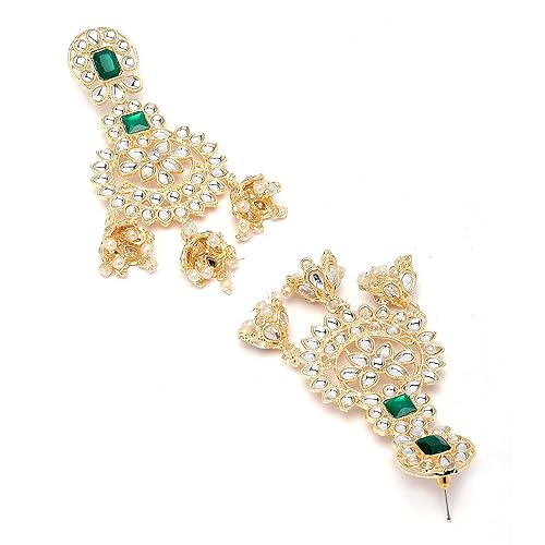 LukGud Gold-Plated Kundan studded Contemporary Jhumka/JhumkiEarrings for Girls and Women