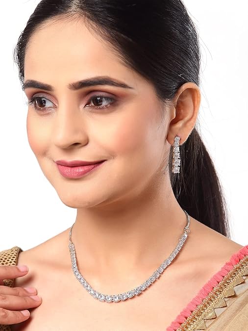 LukGud Gold Plated Handcrafted Circle Necklace Set for Women & Girls