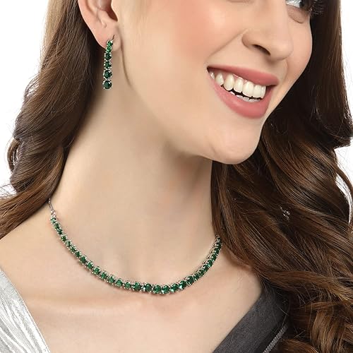LukGud Gold Plated Handcrafted Circle Necklace Set for Women & Girls