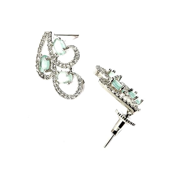 LukGud American Diamond studded Necklace and Drop Earrings Jewellery Set for women