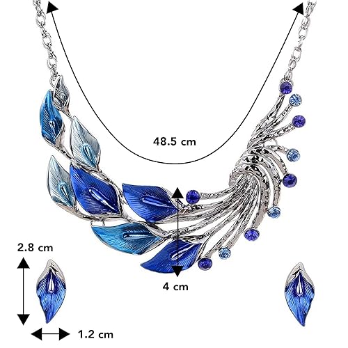LukGud Splendid Statuesque Blue Colour Necklace Earring Set Gift For Women Girls