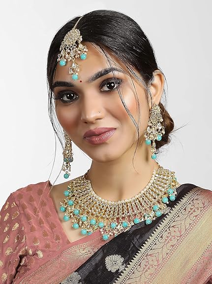 LukGud 22K GoldPlated Kundan Necklace for Women