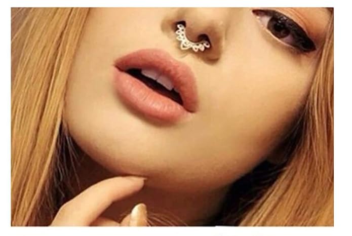 LukGud Nose & Ear Clip Gold Plated Pin Non Pierced Just Press for Women & Girls