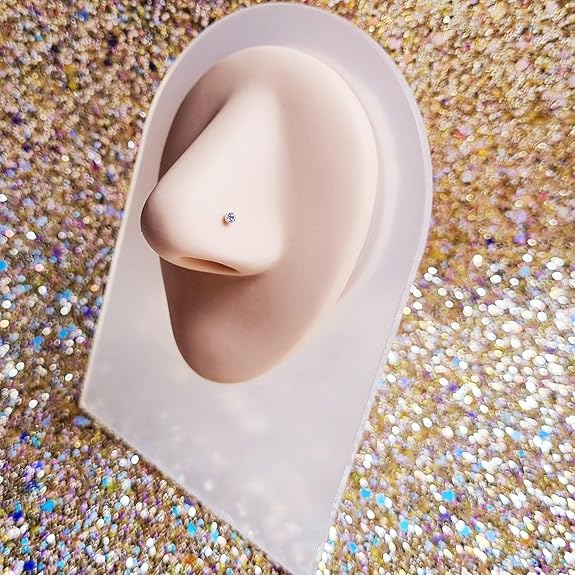 LukGud White Crystal 2.5mm Nose Pin Stud for Women and Girls