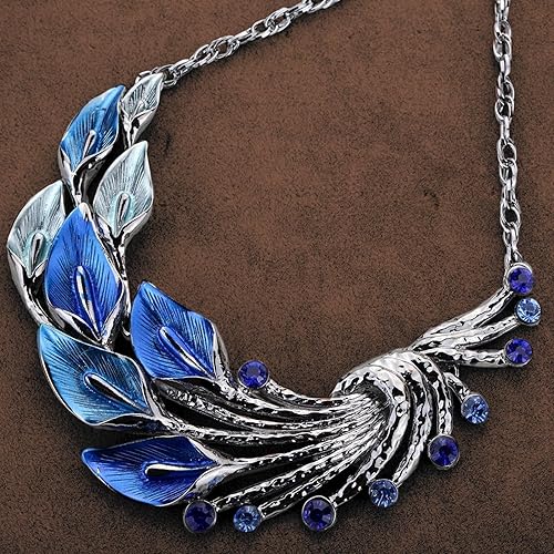 LukGud Splendid Statuesque Blue Colour Necklace Earring Set Gift For Women Girls