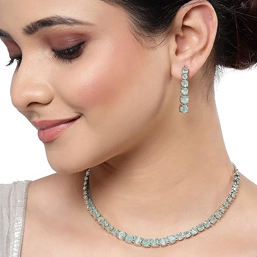LukGud Gold Plated Handcrafted Circle Necklace Set for Women & Girls