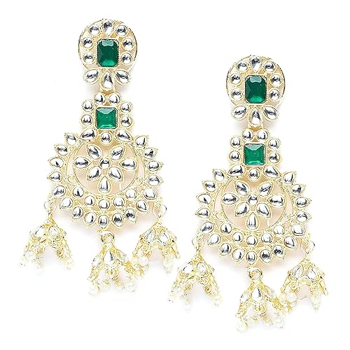LukGud Gold-Plated Kundan studded Contemporary Jhumka/JhumkiEarrings for Girls and Women