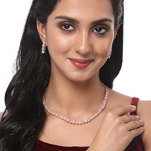 LukGud Gold Plated Handcrafted Circle Necklace Set for Women & Girls