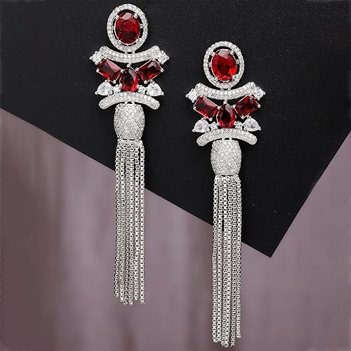 LukGud Women Silver Toned Drop Earrings For Women and Girls