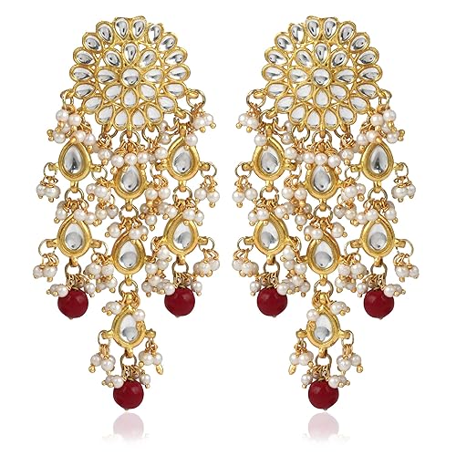 LukGud Womens Gold Plated Kundan Tassel Earrings