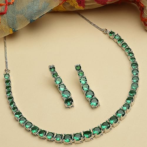 LukGud Gold Plated Handcrafted Circle Necklace Set for Women & Girls