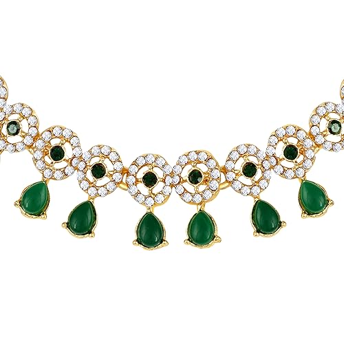 LukGud American Diamond Necklace Jewellery Set with Earrings for Women |