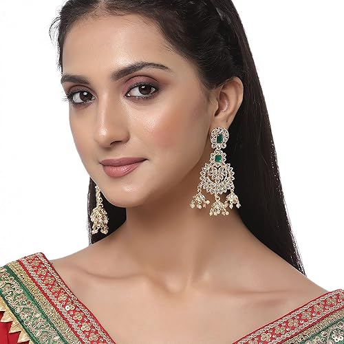 LukGud Gold-Plated Kundan studded Contemporary Jhumka/JhumkiEarrings for Girls and Women