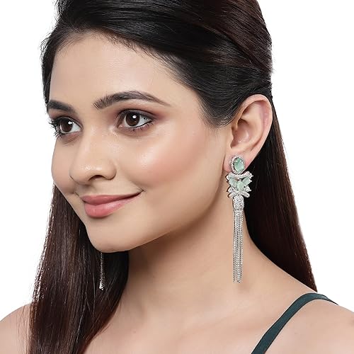 LukGud Silver Toned Drop Earrings For Women and Girls