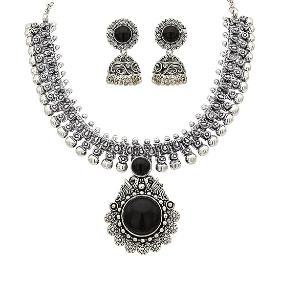 LukGud Kolhapuri Stone Choker Necklace Set with Jhumka Earrings for Women and Girls
