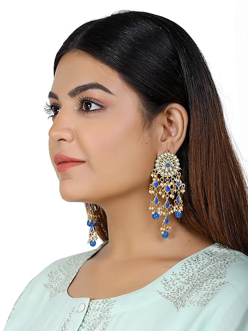 LukGud Womens Gold Plated Kundan Tassel Earrings