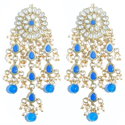 LukGud Womens Gold Plated Kundan Tassel Earrings