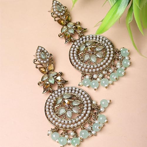 LukGud Gold-Plated Kundan studded Contemporary Jhumka/JhumkiEarrings for Girls and Women