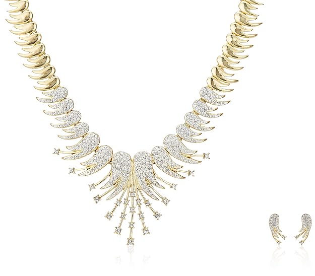 LukGud Gold Plated Austrian Crystals Necklace Set for Women