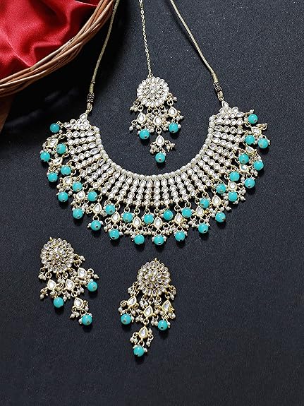 LukGud 22K GoldPlated Kundan Necklace for Women